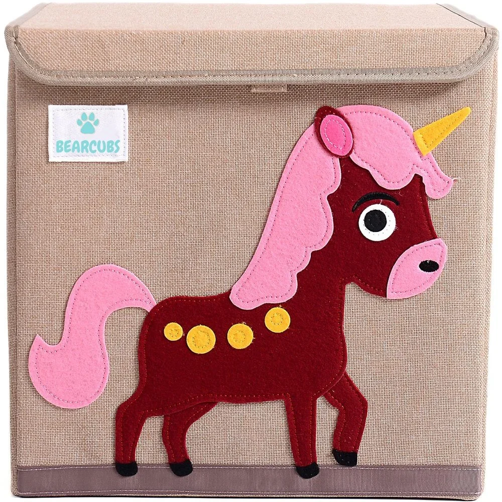 NWT Bearcubs Toy Box - Folding Canvas Small Cube Toy Chest for Toy Storage NEW